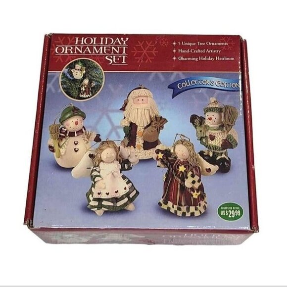 Other - New Holiday Ornament Set of Five Unique Hand Crafted Tree Ornaments 3"